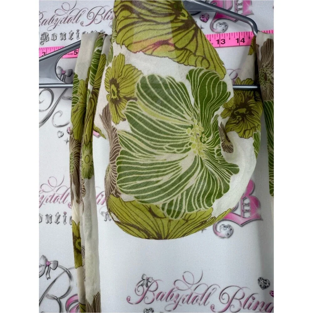 Scarf or head band bandana Floral Lightweight Scarf in Olive Green and Tan
